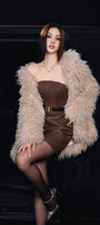 Deply Straight V-Neck Faux Fur Coat - MEAN BLVD