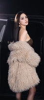 Deply Straight V-Neck Faux Fur Coat - MEAN BLVD