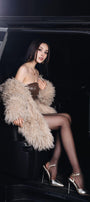 Deply Straight V-Neck Faux Fur Coat - MEAN BLVD