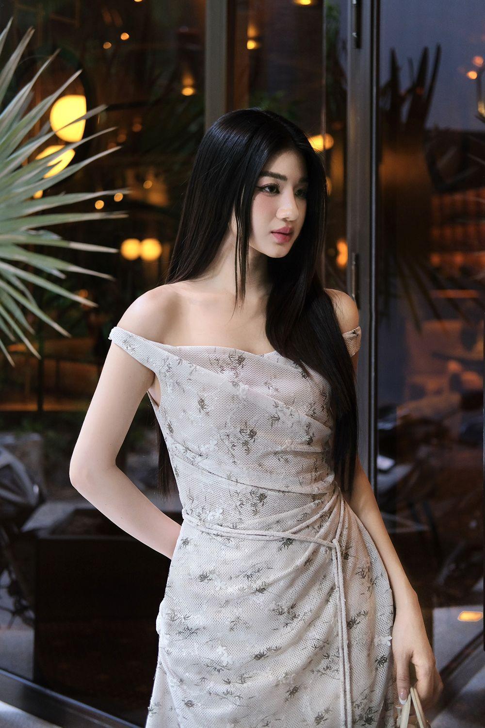 Depsey Asymmetric Off-Shoulder Mesh Silk High-low Dress - MEAN BLVD