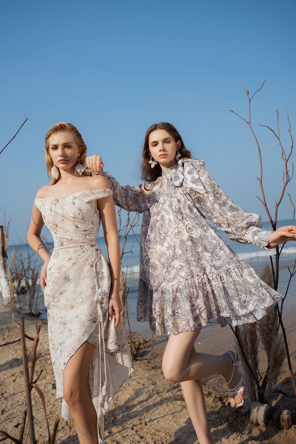 Depsey Asymmetric Off-Shoulder Mesh Silk High-low Dress - MEAN BLVD