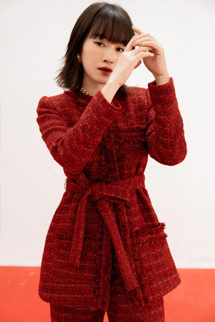 Desi Straight Long Sleeved Korean Texture Mini Set - MEAN BLVD