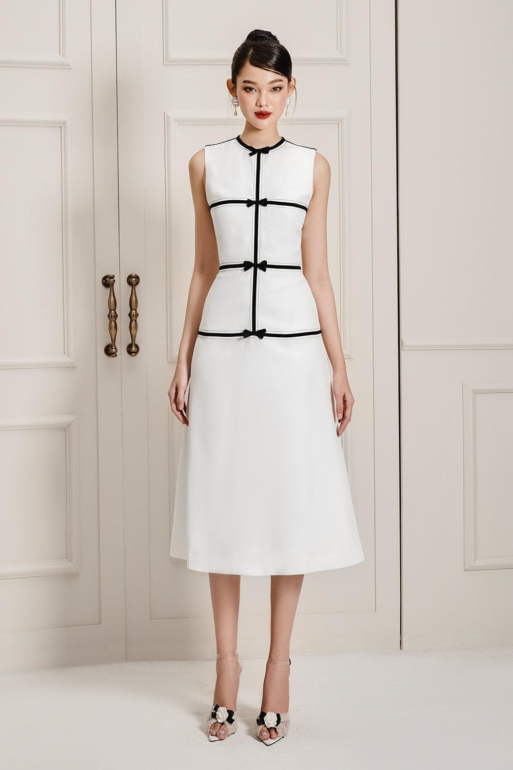 Women's Destiny A-line Sleeveless Linen Cotton Midi Dress S/M/L/Customize White MEAN BLVD M / White Women's Destiny A-line Sleeveless Linen Cotton Midi Dress S/M/L/Customize White MEAN BLVD M / White