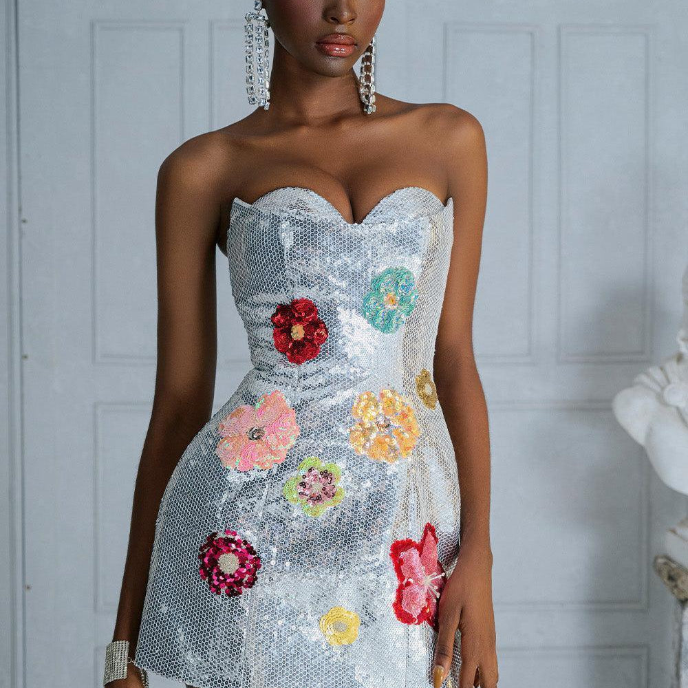 Destiny A-line Sweetheart Neck Sequin Mini Dress - MEAN BLVD