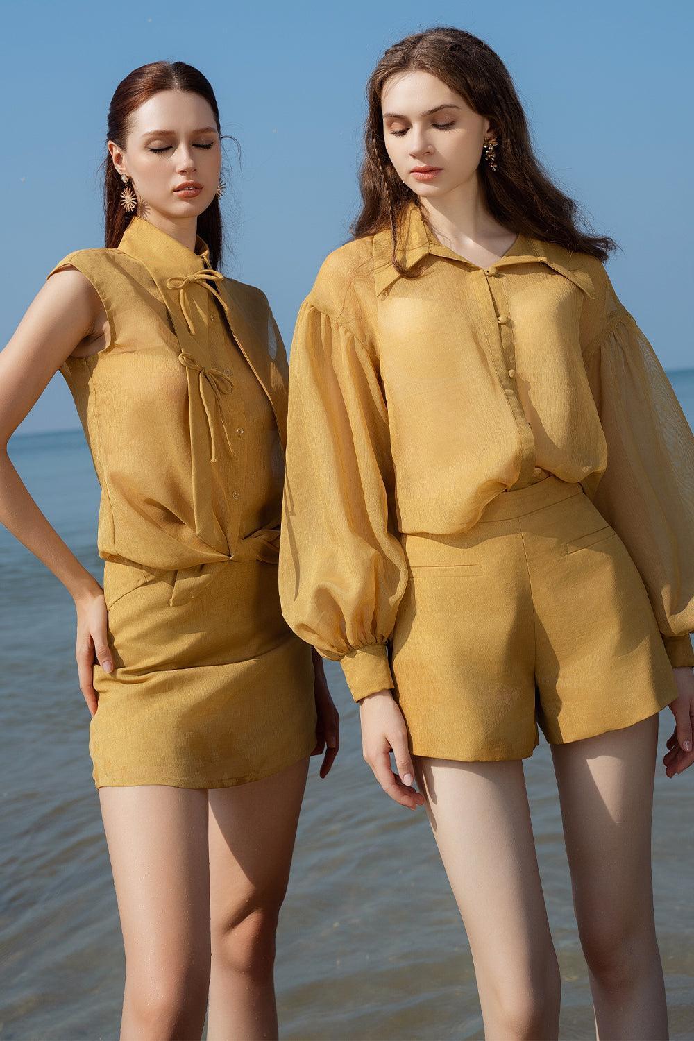 Dhara Straight Bishop Sleeved Organza Shirt - MEAN BLVD