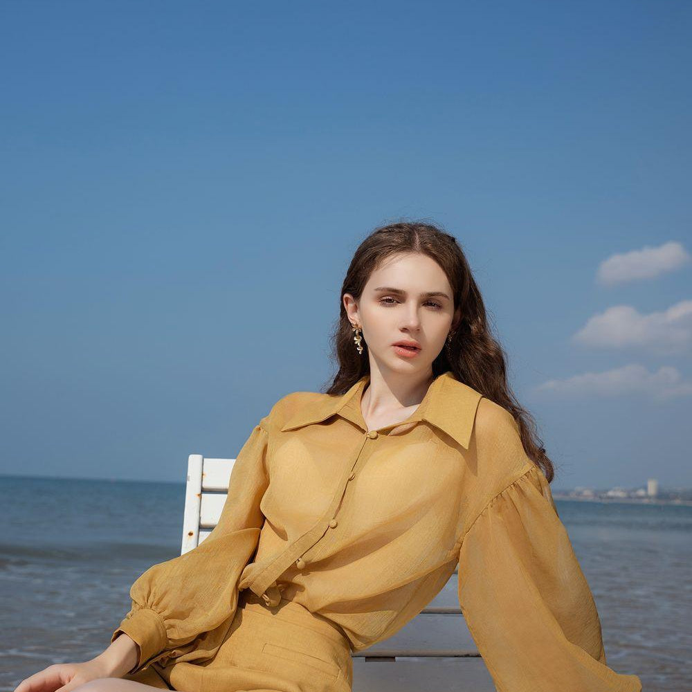 Dhara Straight Bishop Sleeved Organza Shirt - MEAN BLVD