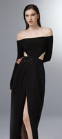 Diablo Slit Off-Shoulder Polycotton Floor Length Dress - MEAN BLVD