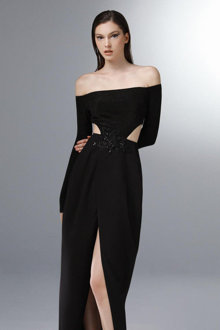 Diablo Slit Off-Shoulder Polycotton Floor Length Dress - MEAN BLVD