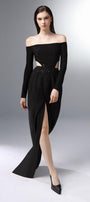 Diablo Slit Off-Shoulder Polycotton Floor Length Dress - MEAN BLVD