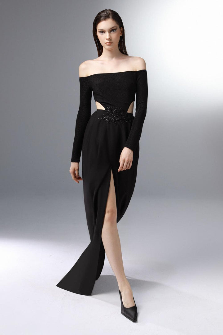 Diablo Slit Off-Shoulder Polycotton Floor Length Dress - MEAN BLVD