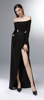 Diablo Slit Off-Shoulder Polycotton Floor Length Dress - MEAN BLVD