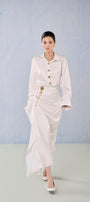 Diamond Wrap Poet Sleeved Silk Blend Floor Length Set - MEAN BLVD