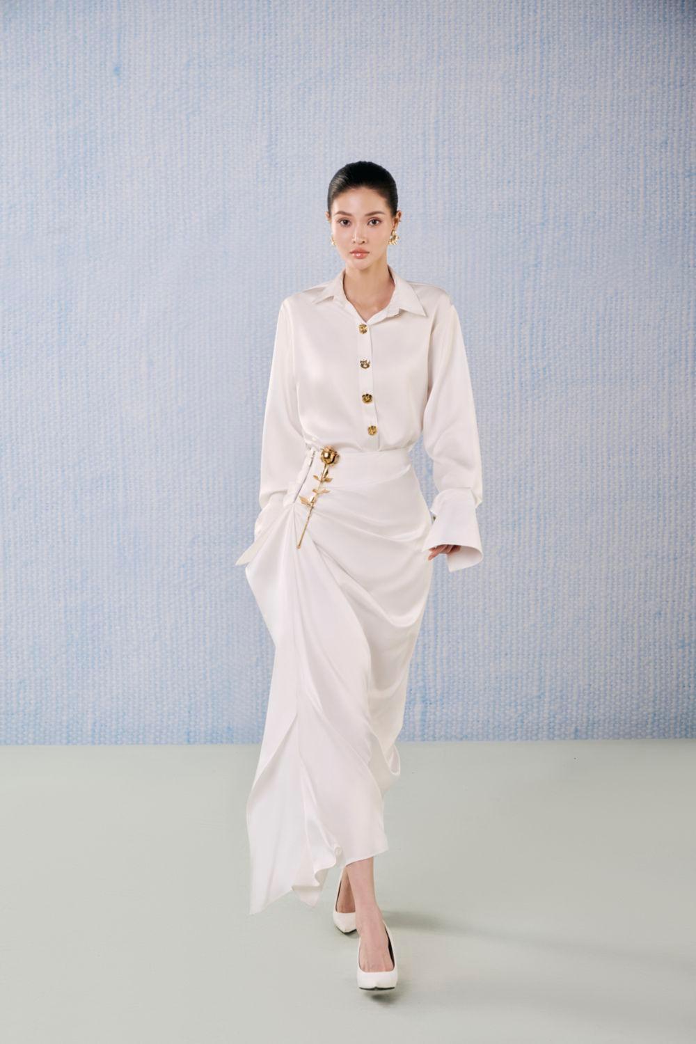 Diamond Wrap Poet Sleeved Silk Blend Floor Length Set - MEAN BLVD