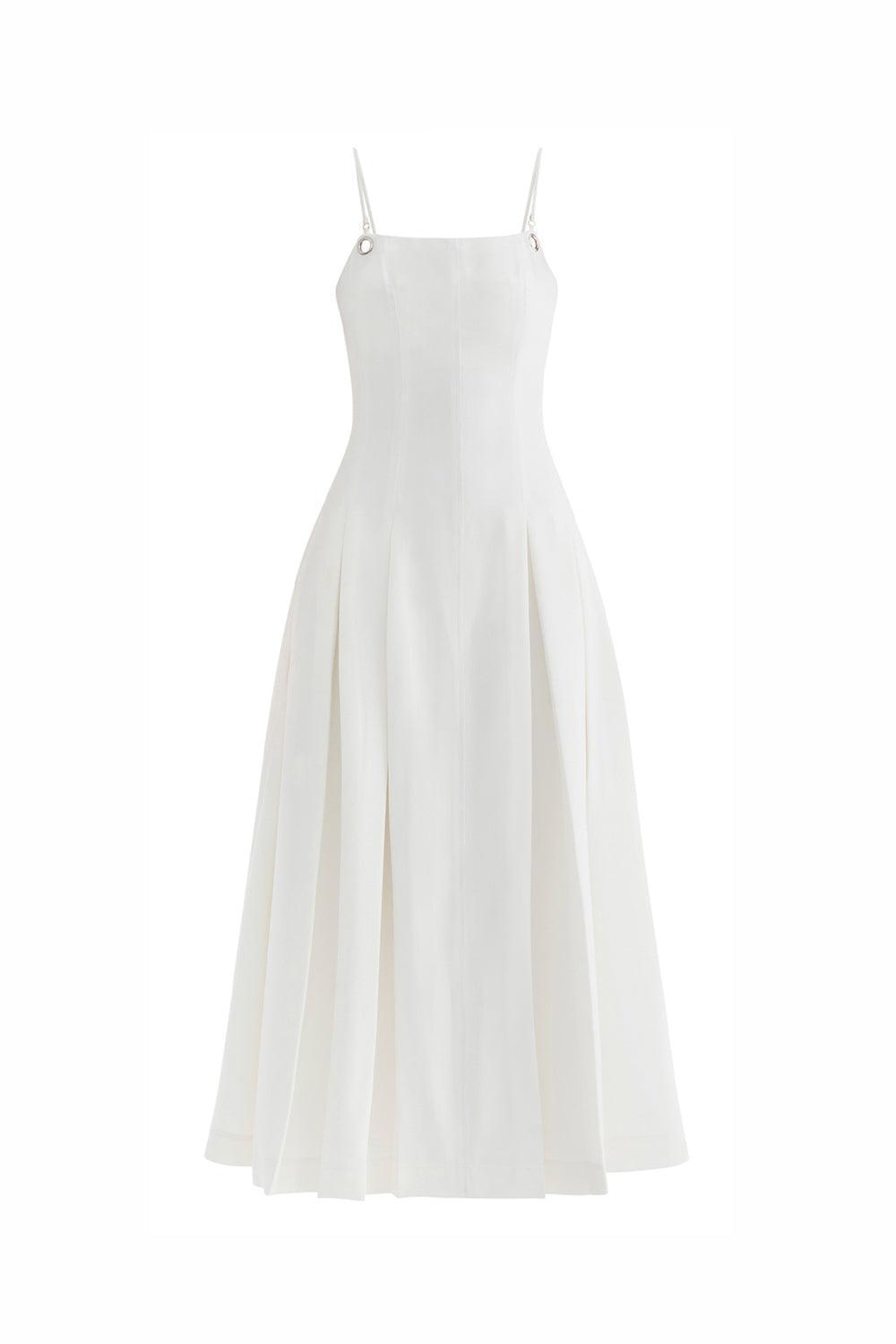 Diana Pleated Camisole Twill Midi Dress - MEAN BLVD