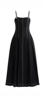 Diana Pleated Camisole Twill Midi Dress - MEAN BLVD