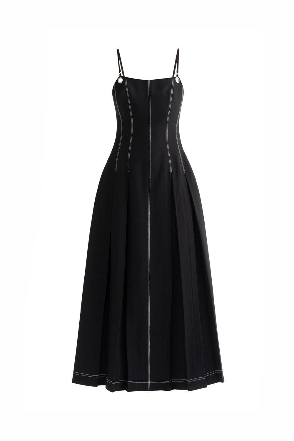Diana Pleated Camisole Twill Midi Dress - MEAN BLVD