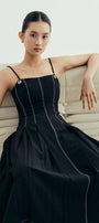 Diana Pleated Camisole Twill Midi Dress - MEAN BLVD
