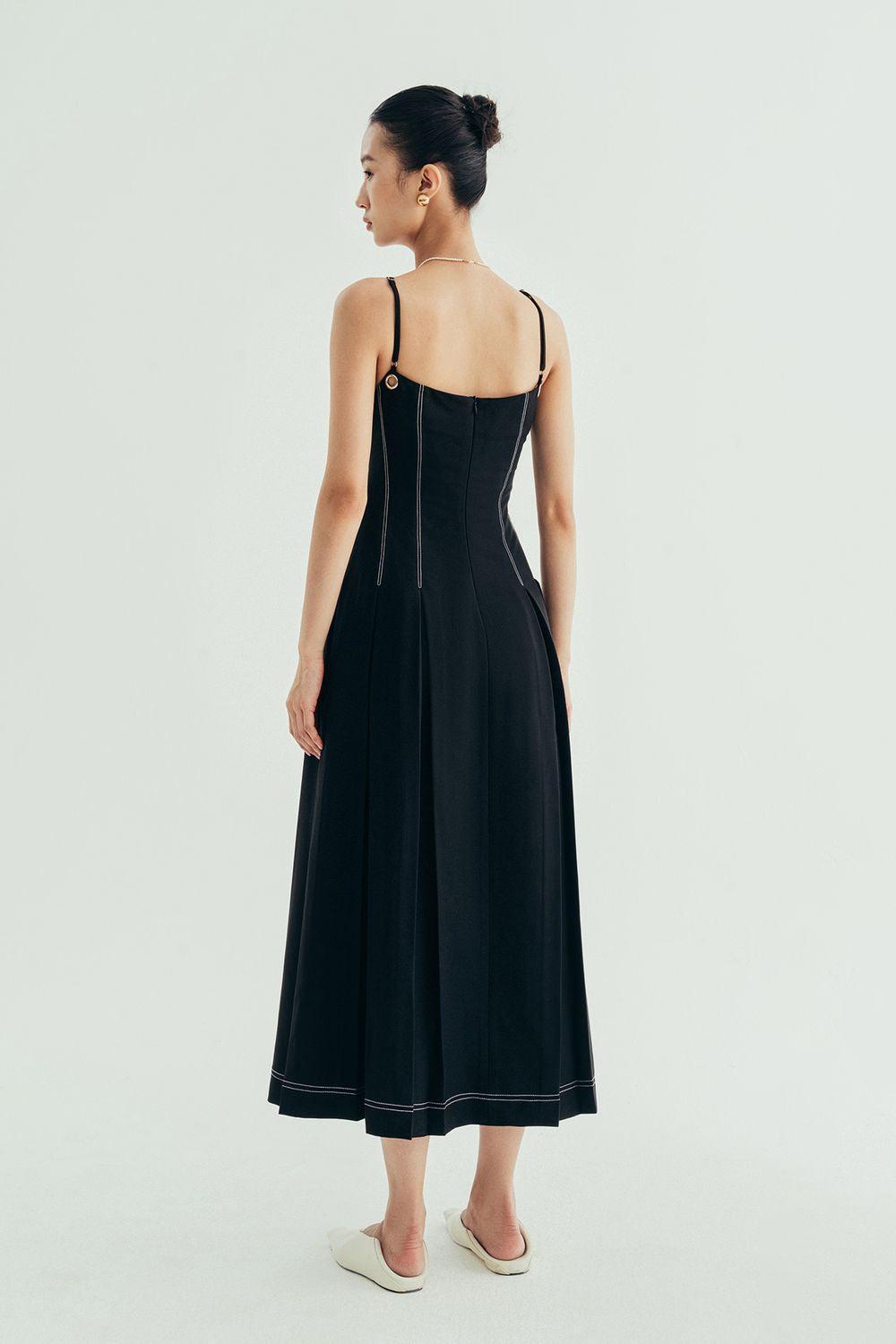 Diana Pleated Camisole Twill Midi Dress - MEAN BLVD