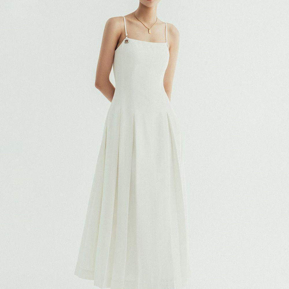 Diana Pleated Camisole Twill Midi Dress - MEAN BLVD