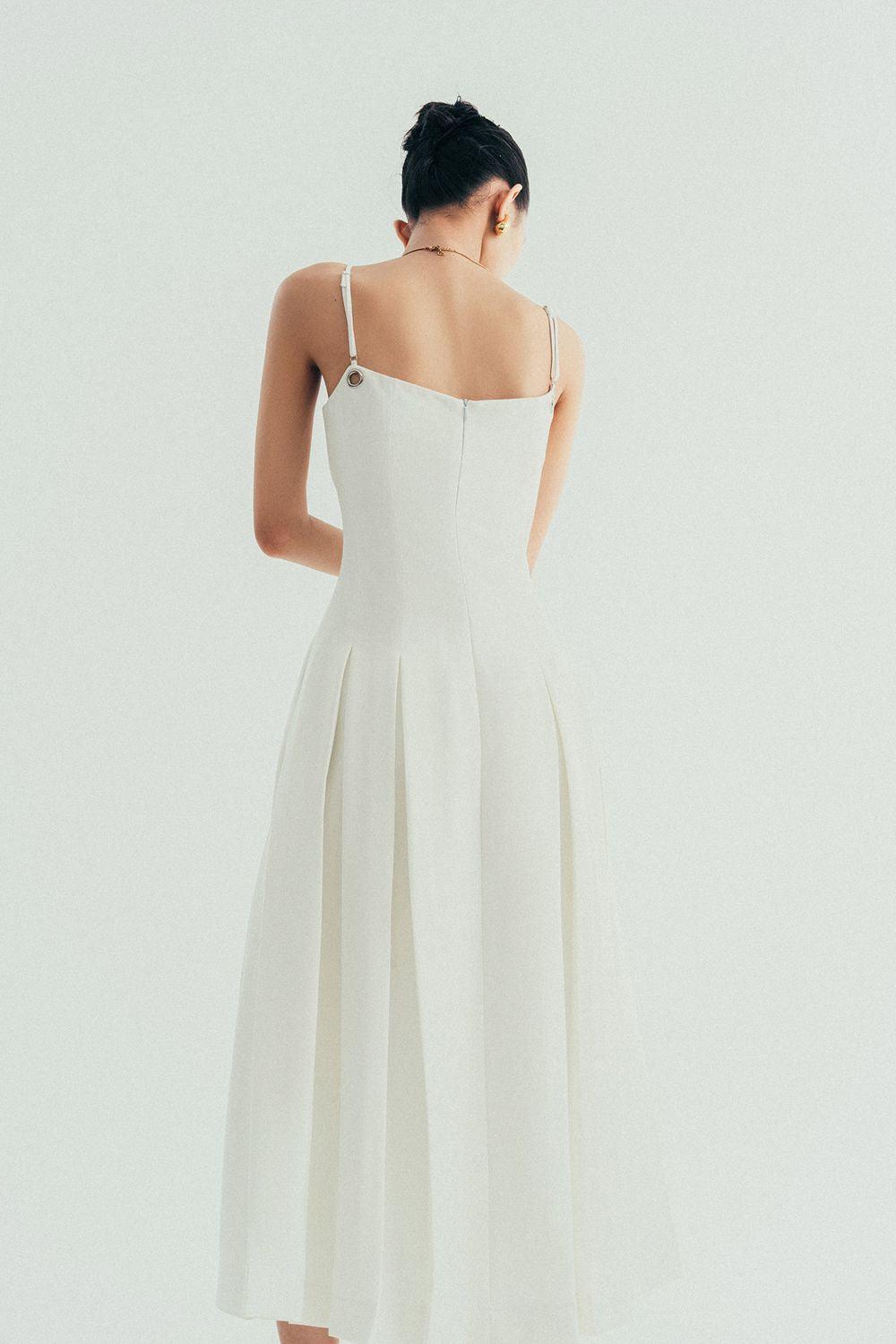 Diana Pleated Camisole Twill Midi Dress - MEAN BLVD