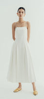 Diana Pleated Camisole Twill Midi Dress - MEAN BLVD