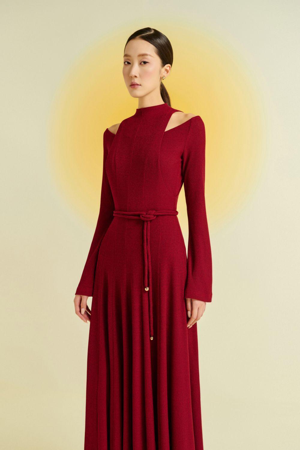 Diep A-line Draped Wool Ankle Length Dress - MEAN BLVD