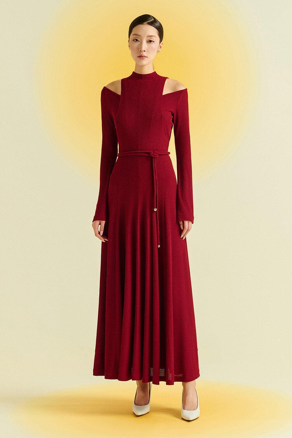 Diep A-line Draped Wool Ankle Length Dress - MEAN BLVD