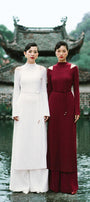 Diep Sheath Cold Shoulder Sleeved Wool Calf Length Ao Dai - MEAN BLVD