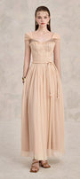 Dilana A-line Pleated Chest Chiffon Ankle Length Dress - MEAN BLVD