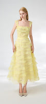 Dillon Fit and Flare Square Neck Organza Midi Dress - MEAN BLVD