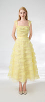 Dillon Fit and Flare Square Neck Organza Midi Dress - MEAN BLVD