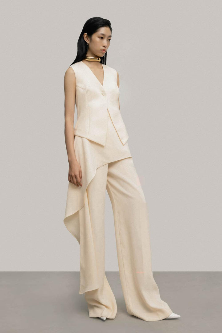 Dilys Straight Extended Flap Crepe Floor Length Pants - MEAN BLVD