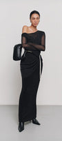 Dinh Tran Sheath Asymmetric Shoulder Spandex Maxi Dress - MEAN BLVD