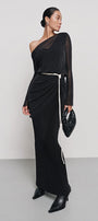 Dinh Tran Sheath Asymmetric Shoulder Spandex Maxi Dress - MEAN BLVD