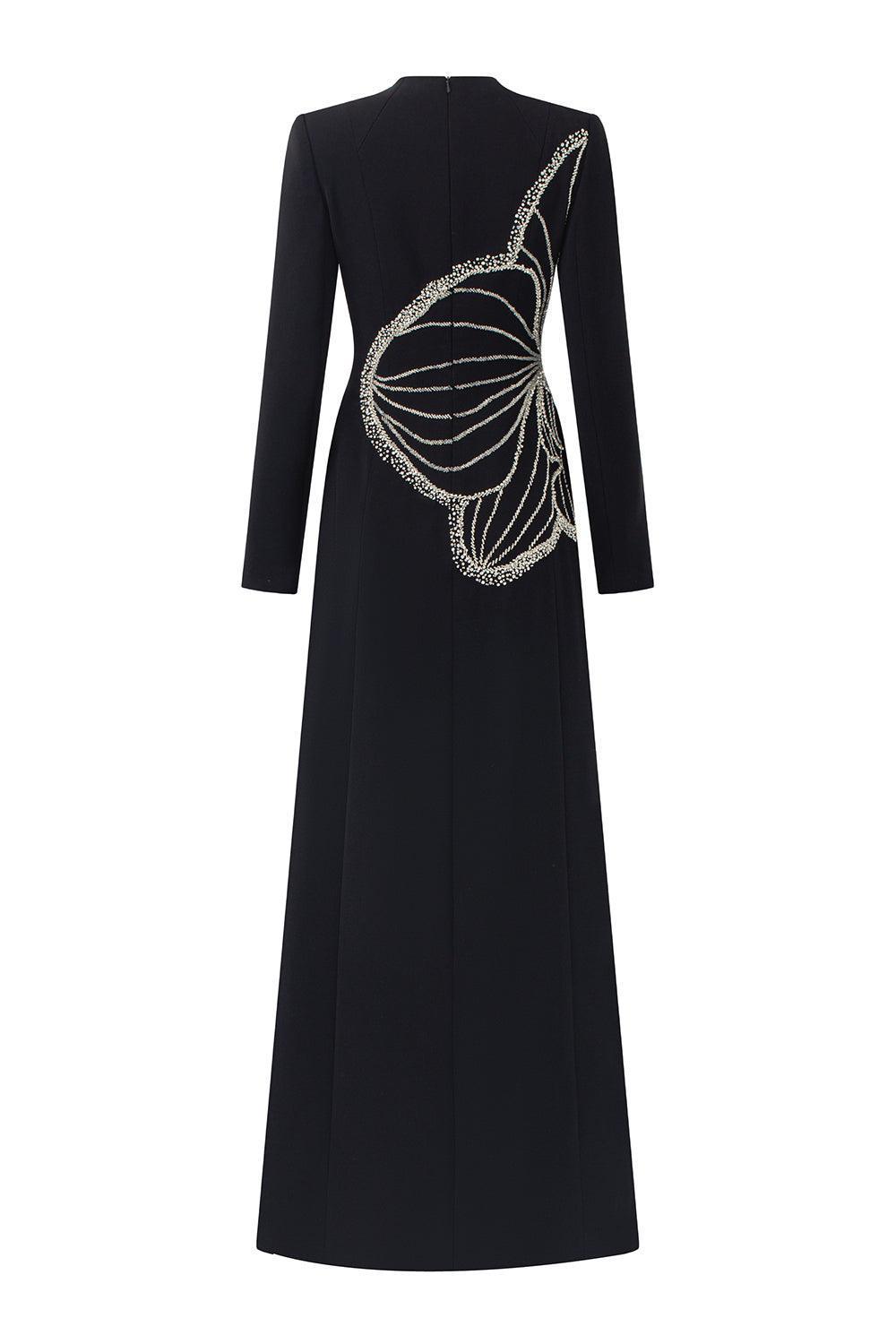 black dress with back zipper THE MYSTYLEMODE BLACK LONG SLEEVE TURTLENECK BACK ZIPPER MIDI DRESS