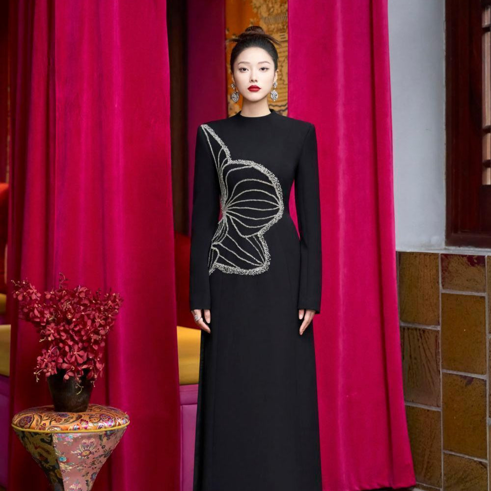 Distnx A-line Back Zipper Velvet Satin Maxi Dress - MEAN BLVD