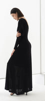 Diva Straight Boat Neck Knitted Fabric Maxi Dress - MEAN BLVD