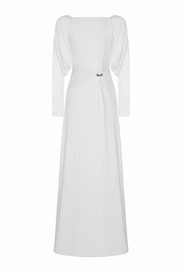 Diva Straight Boat Neck Knitted Fabric Maxi Dress - MEAN BLVD