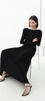 Diva Straight Boat Neck Knitted Fabric Maxi Dress - MEAN BLVD