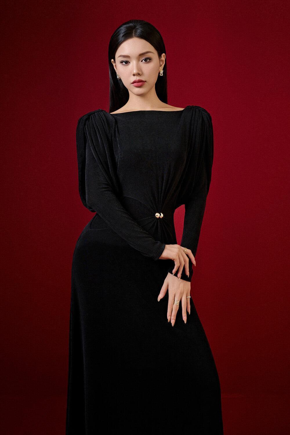 Women's Diva Straight Boat Neck Knitted Fabric Maxi Dress S/M/L/Xl White/Black/Beige Mean Blvd, S / White Women's Diva Straight Boat Neck Knitted Fabric Maxi Dress S/M/L/Xl White/Black/Beige Mean Blvd, S / White