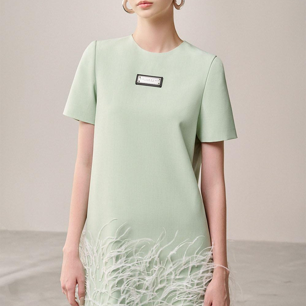 Dolen Straight Feather Linen Cotton Mini Dress - MEAN BLVD