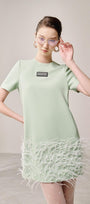 Dolen Straight Feather Linen Cotton Mini Dress - MEAN BLVD