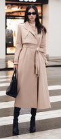 Dolyn A-line Belt Strap Polyester Spandex Calf Length Trench Coat - MEAN BLVD
