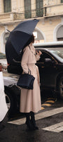 Dolyn A-line Belt Strap Polyester Spandex Calf Length Trench Coat - MEAN BLVD
