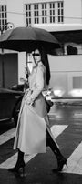 Dolyn A-line Belt Strap Polyester Spandex Calf Length Trench Coat - MEAN BLVD