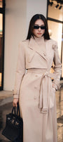 Dolyn A-line Belt Strap Polyester Spandex Calf Length Trench Coat - MEAN BLVD