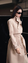 Dolyn A-line Belt Strap Polyester Spandex Calf Length Trench Coat - MEAN BLVD