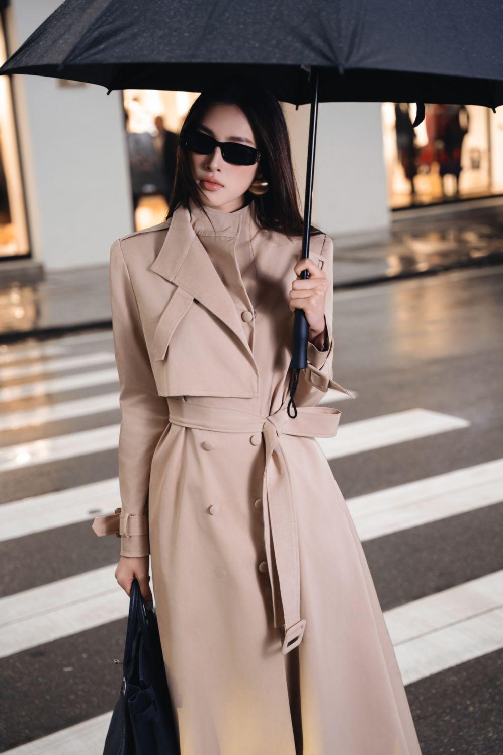 Dolyn A-line Belt Strap Polyester Spandex Calf Length Trench Coat - MEAN BLVD