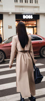 Dolyn A-line Belt Strap Polyester Spandex Calf Length Trench Coat - MEAN BLVD