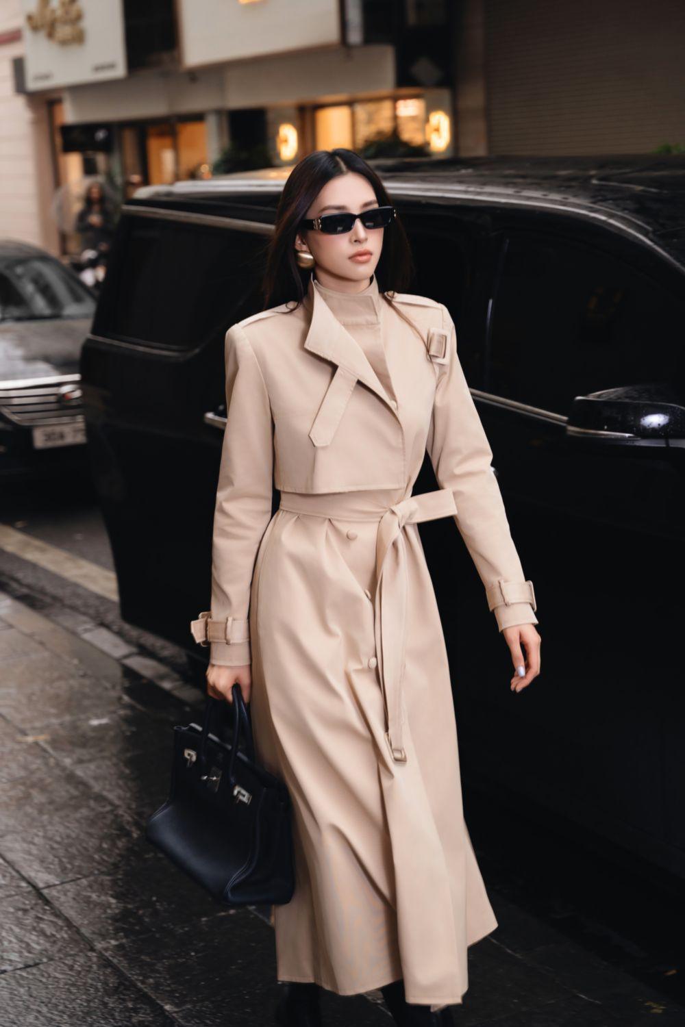 Dolyn A-line Belt Strap Polyester Spandex Calf Length Trench Coat - MEAN BLVD